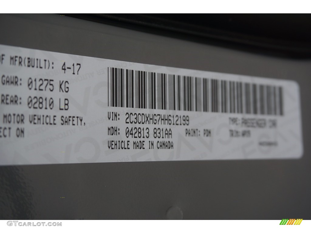 2017 Charger Color Code PDM for Destroyer Grey Photo #120643130