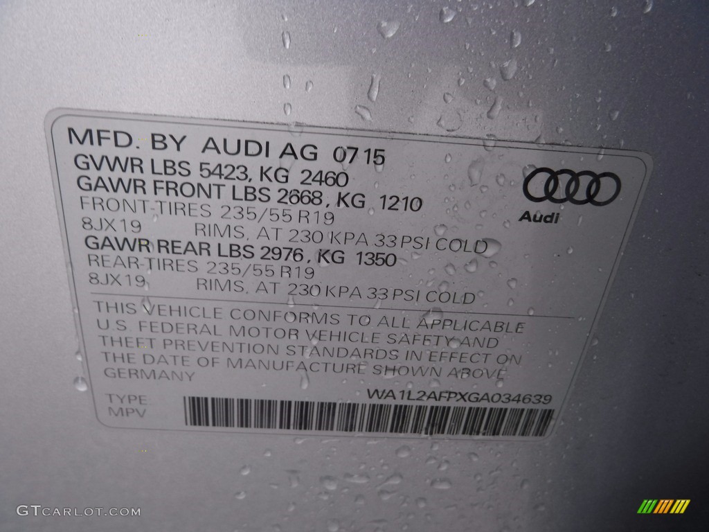 2016 Q5 2.0 TFSI Premium quattro - Florett Silver Metallic / Black photo #41