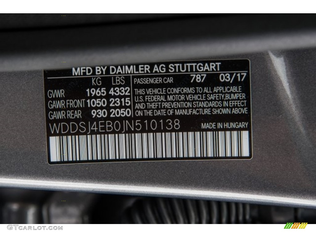 2018 CLA Color Code 787 for Mountain Grey Metallic Photo #120644882