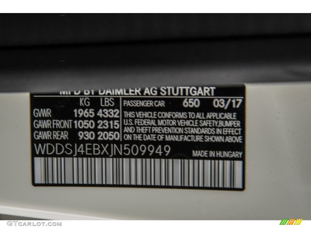 2018 CLA Color Code 650 for Cirrus White Photo #120645122