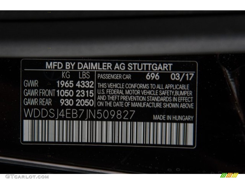 2018 CLA Color Code 696 for Night Black Photo #120645353