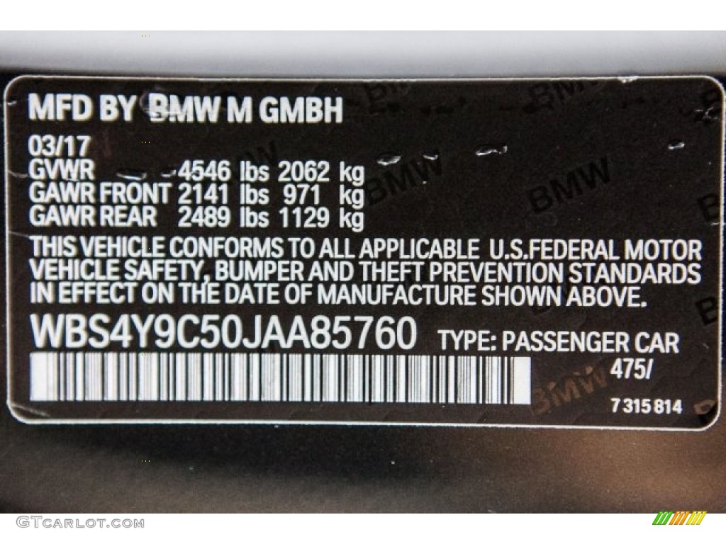 2018 M4 Color Code 475 for Black Sapphire Metallic Photo #120661093