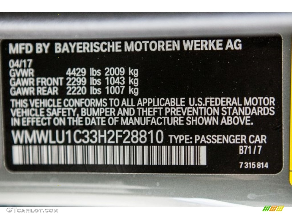 2017 Clubman Color Code B71 for Moonwalk Grey Metallic Photo #120662671