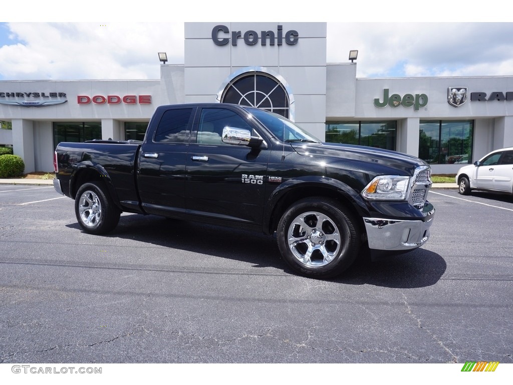 2017 1500 Laramie Crew Cab 4x4 - Brilliant Black Crystal Pearl / Canyon Brown/Light Frost Beige photo #1