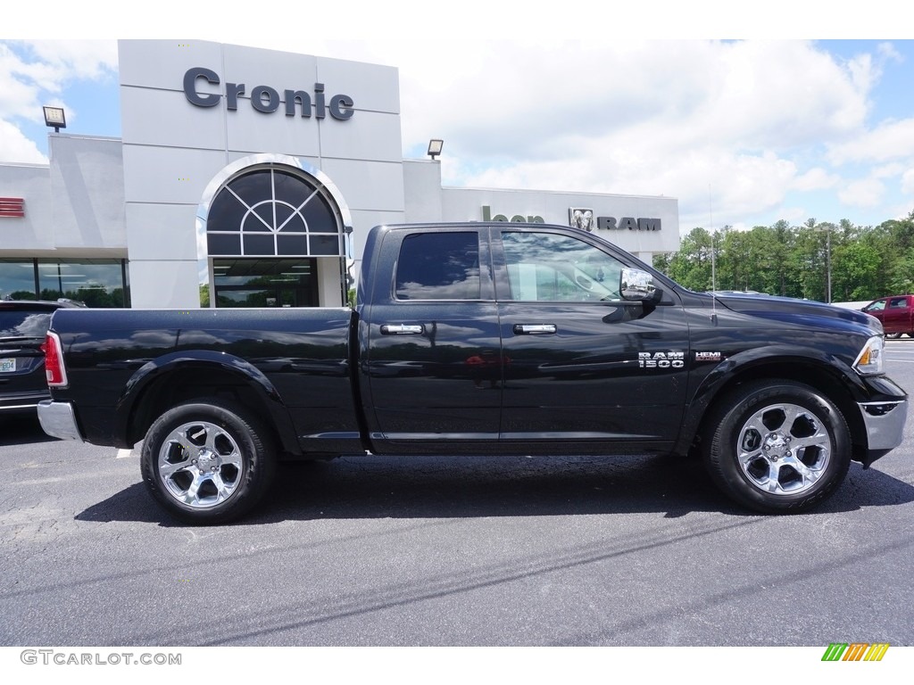 2017 1500 Laramie Crew Cab 4x4 - Brilliant Black Crystal Pearl / Canyon Brown/Light Frost Beige photo #8