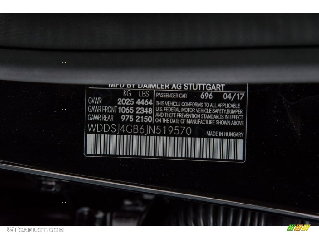 2018 CLA Color Code 696 for Night Black Photo #120670159