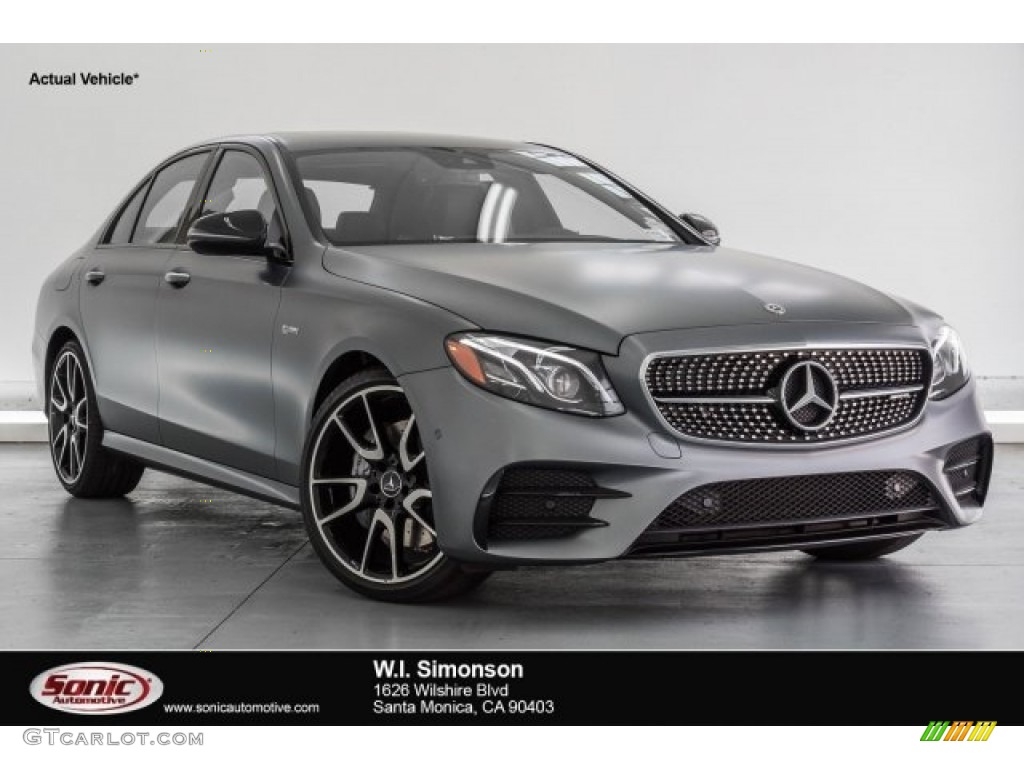 2017 E 43 AMG 4Matic Sedan - designo Selenite Grey Magno (matte) / Black photo #1