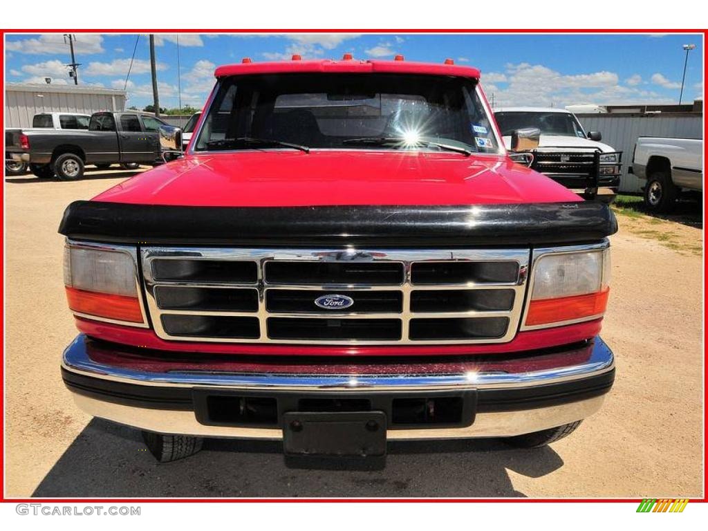 1997 F350 XL Crew Cab Dually - Vermillion Red / Opal Grey photo #9