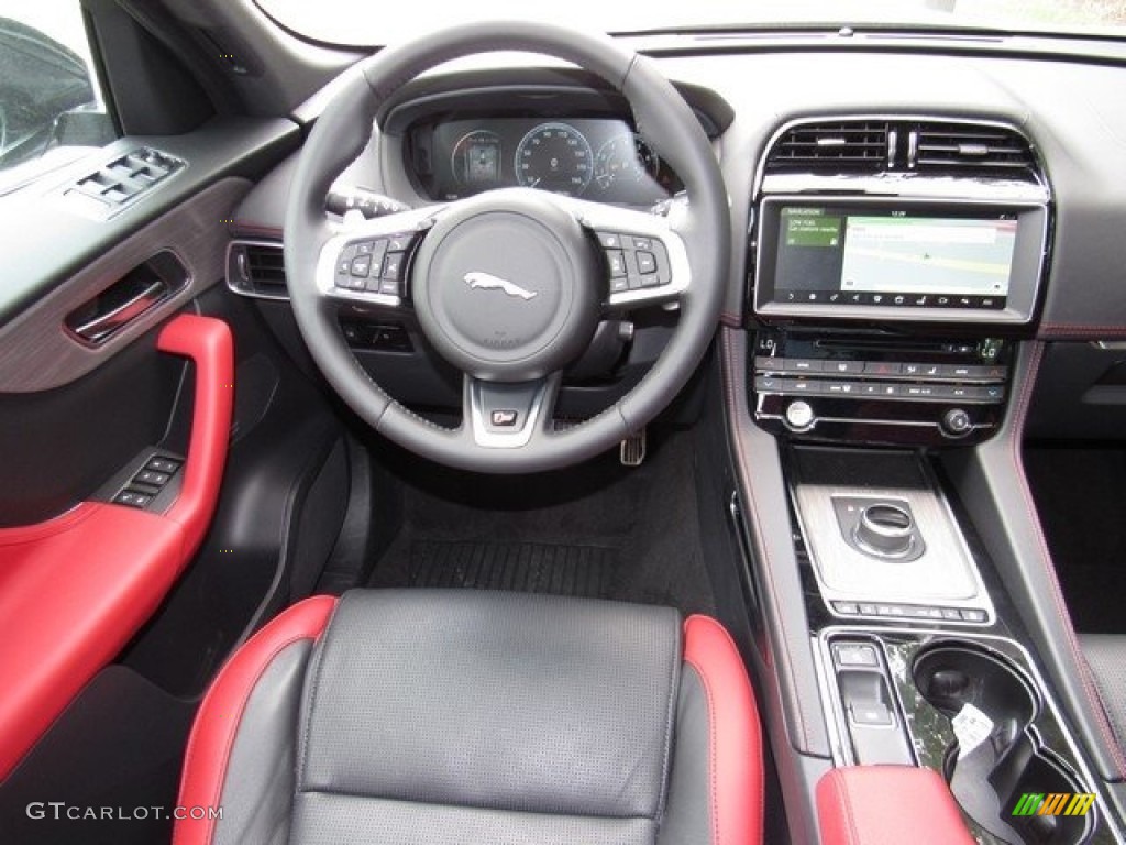 2017 Jaguar F-PACE 35t AWD S S Red/Jet Dashboard Photo #120677374
