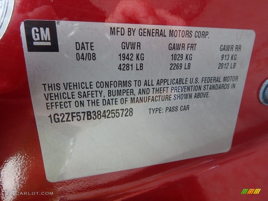 2008 G6 Value Leader Sedan - Performance Red Metallic / Ebony Black photo #14