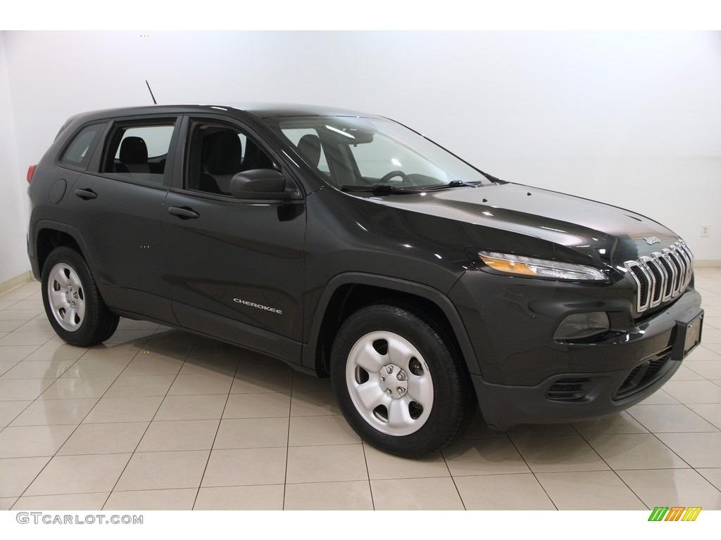 2014 Cherokee Sport 4x4 - Brilliant Black Crystal Pearl / Iceland - Black/Iceland Gray photo #1