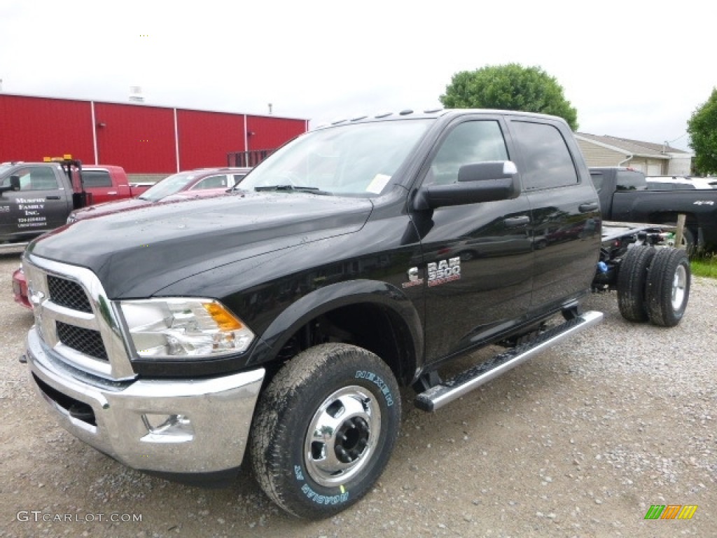 2017 3500 Tradesman Crew Cab 4x4 Chassis - Brilliant Black Crystal Pearl / Black/Diesel Gray photo #1