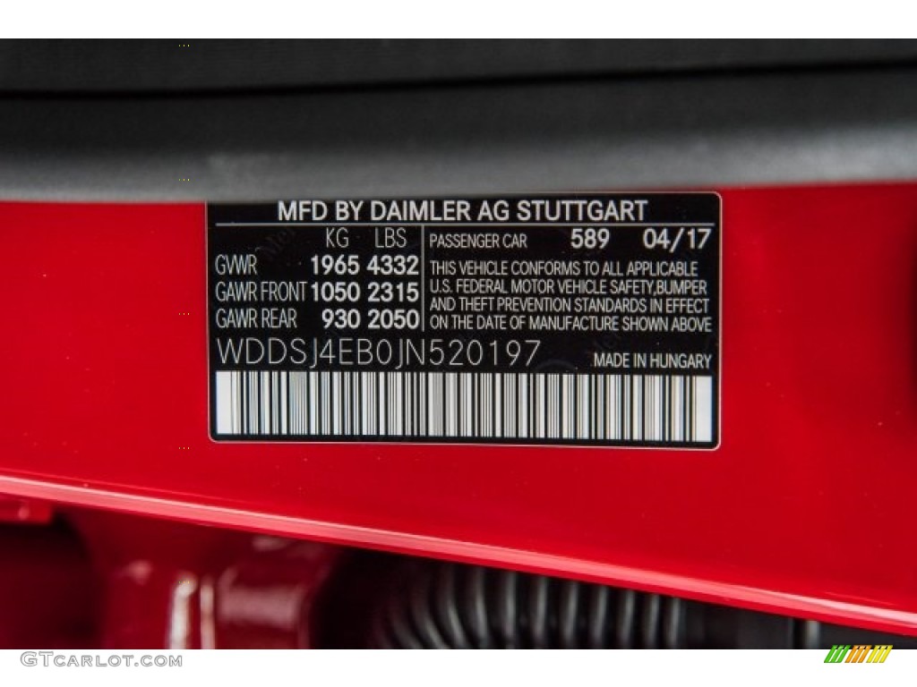 2018 CLA Color Code 589 for Jupiter Red Photo #120686196