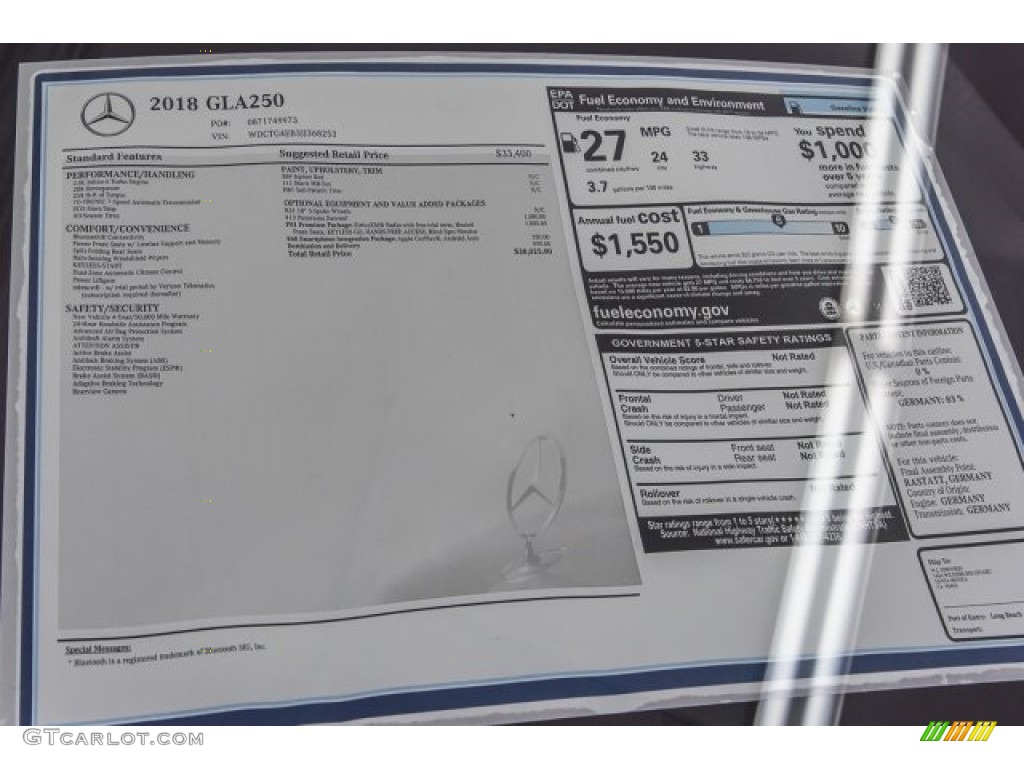 2018 Mercedes-Benz GLA 250 Window Sticker Photo #120688025
