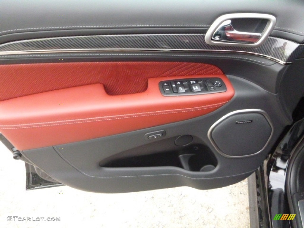 2017 Jeep Grand Cherokee SRT 4x4 Black/Dark Ruby Red Door Panel Photo #120688430
