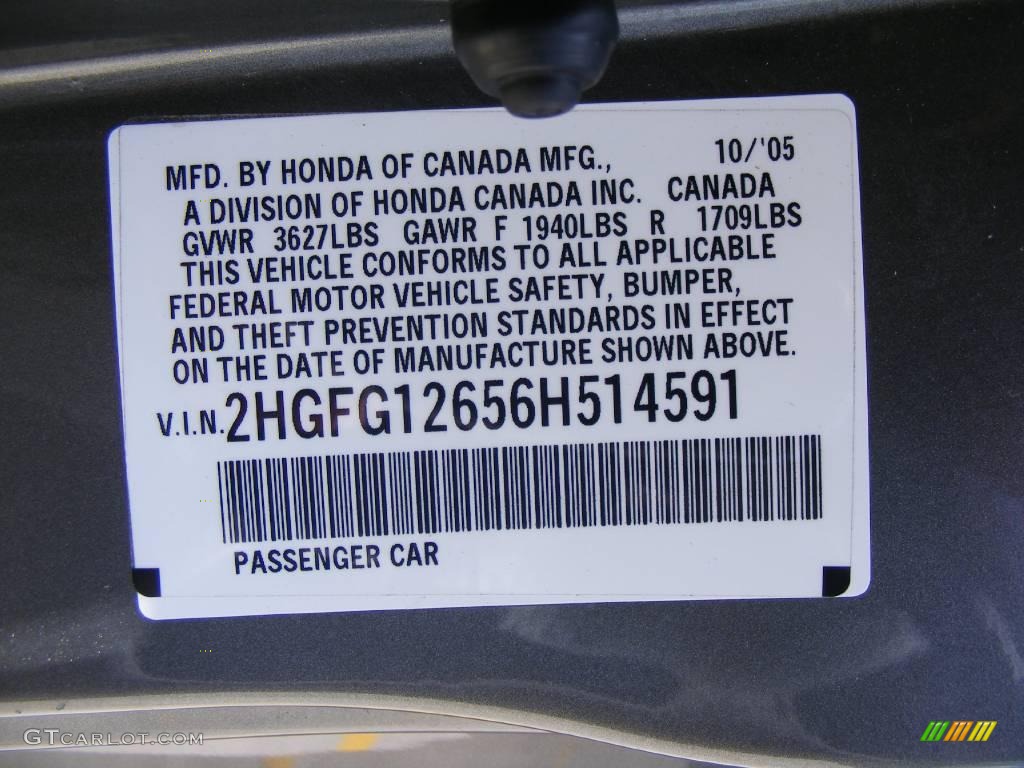 2006 Civic LX Coupe - Galaxy Gray Metallic / Gray photo #42