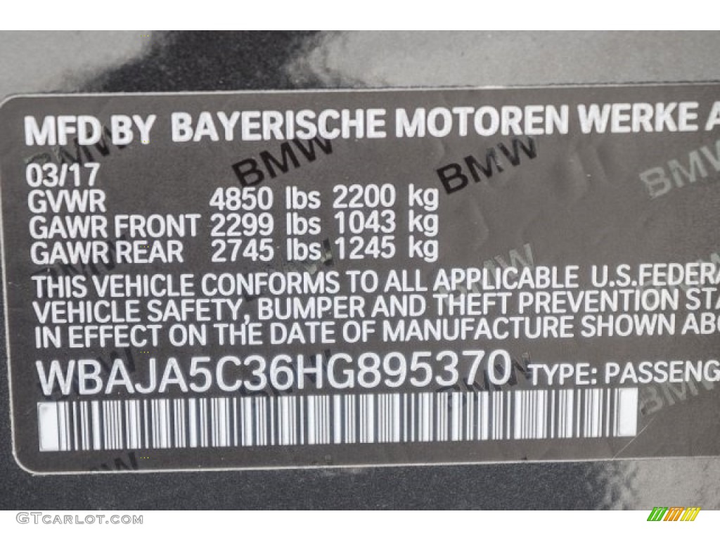 2017 5 Series 530i Sedan - Dark Graphite Metallic / Black photo #11