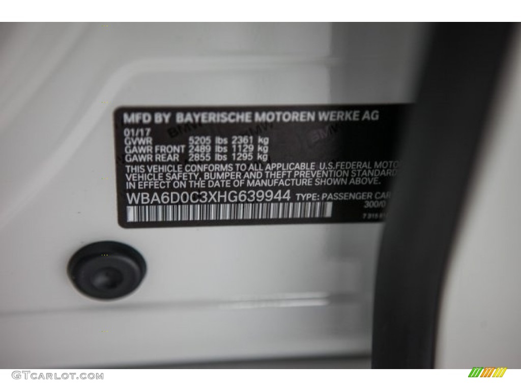 2017 6 Series 640i Gran Coupe - Alpine White / Black photo #10