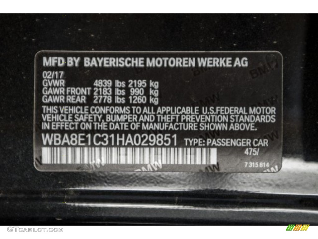 2017 3 Series 330e iPerfomance Sedan - Black Sapphire Metallic / Black photo #12