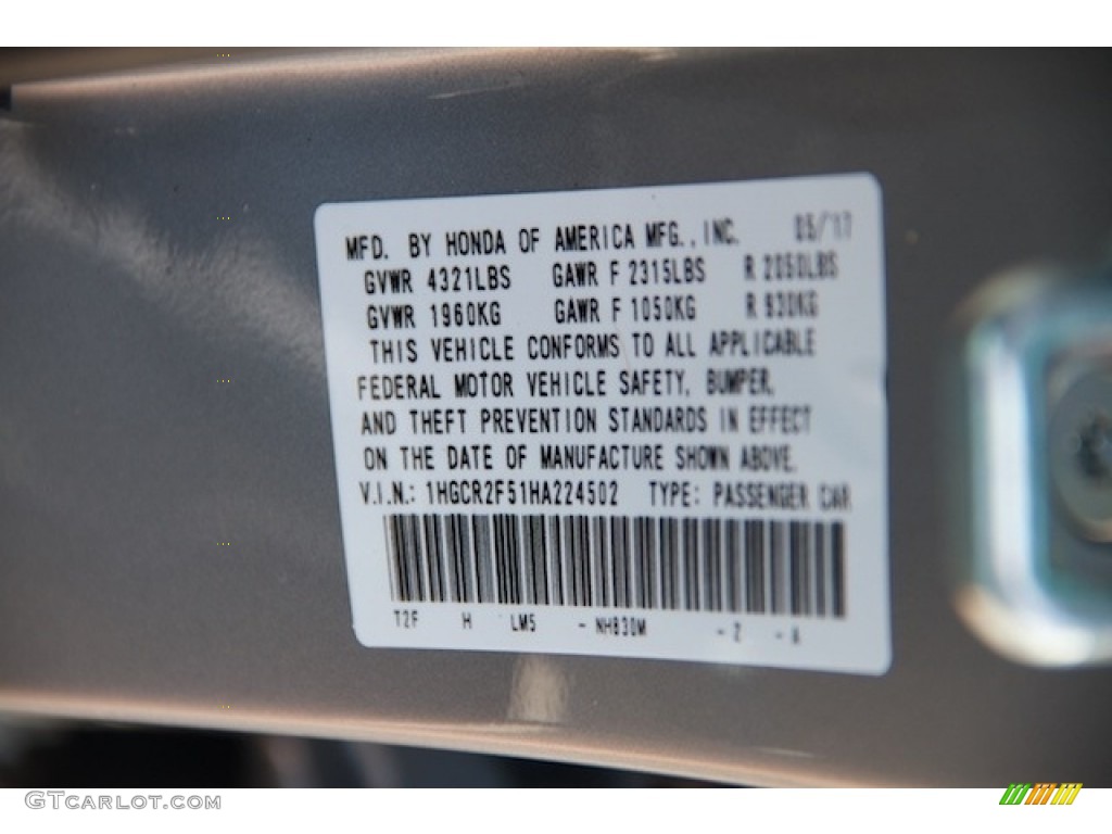 2017 Accord Sport Sedan - Lunar Silver Metallic / Black photo #16