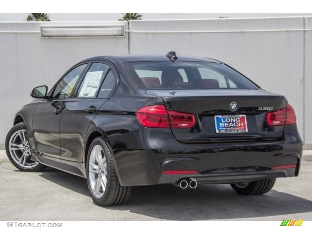 2017 3 Series 330i Sedan - Black Sapphire Metallic / Coral Red photo #3