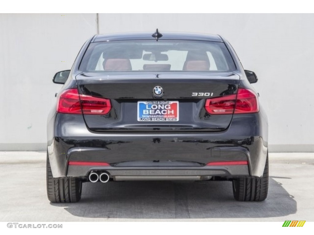 2017 3 Series 330i Sedan - Black Sapphire Metallic / Coral Red photo #4