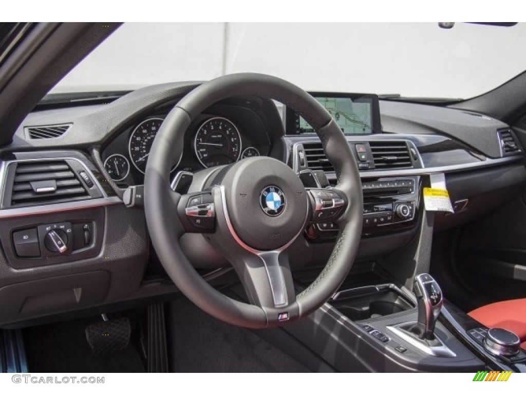 2017 3 Series 330i Sedan - Black Sapphire Metallic / Coral Red photo #5
