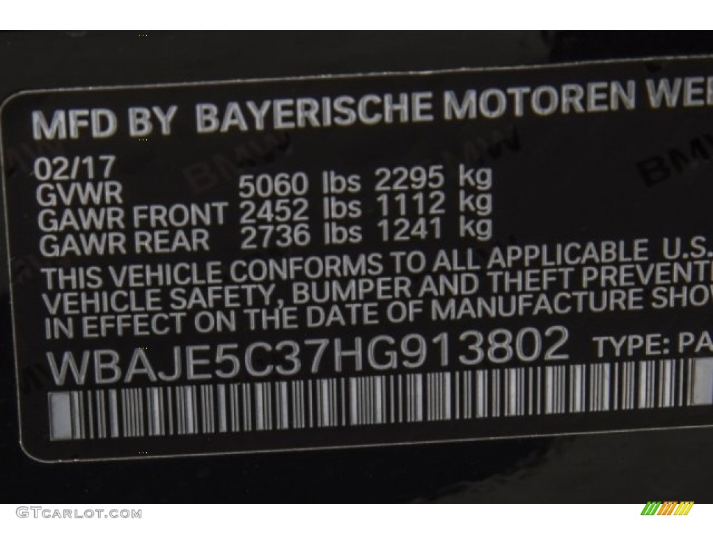 2017 5 Series 540i Sedan - Black Sapphire Metallic / Black photo #11