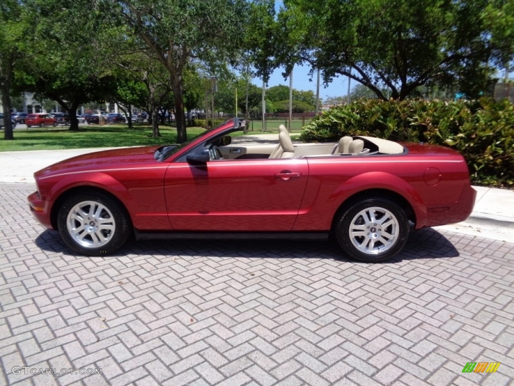 2007 Mustang V6 Premium Convertible - Redfire Metallic / Medium Parchment photo #3