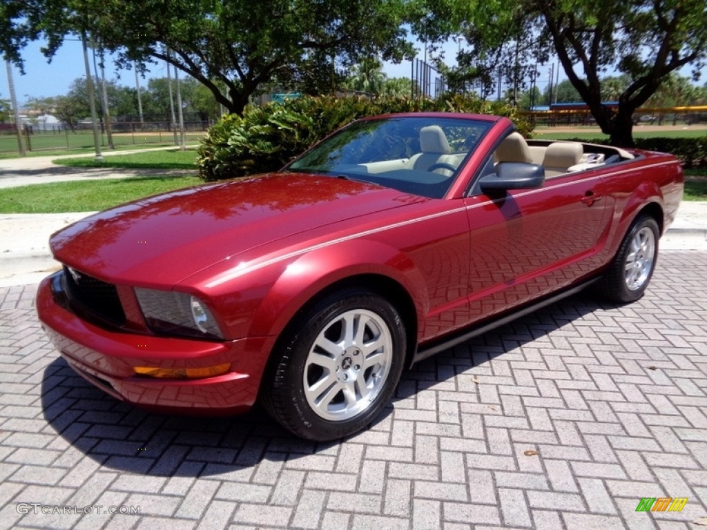 2007 Mustang V6 Premium Convertible - Redfire Metallic / Medium Parchment photo #5