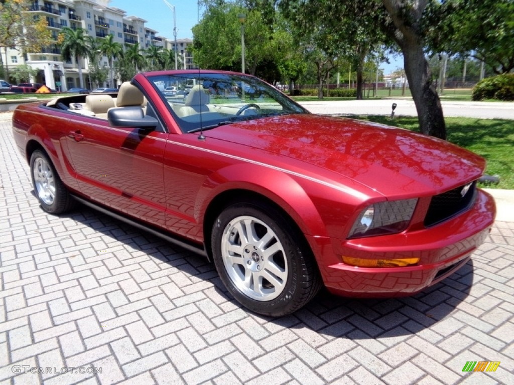 2007 Mustang V6 Premium Convertible - Redfire Metallic / Medium Parchment photo #9