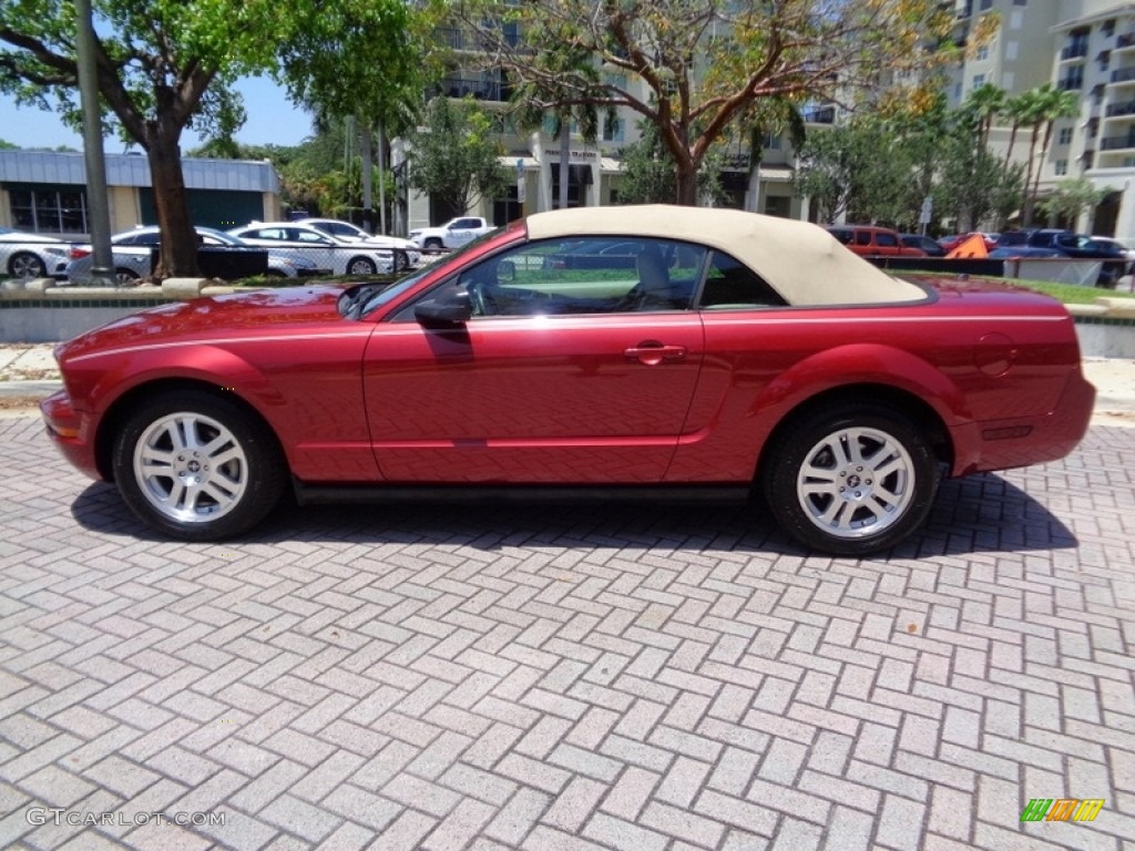 2007 Mustang V6 Premium Convertible - Redfire Metallic / Medium Parchment photo #36