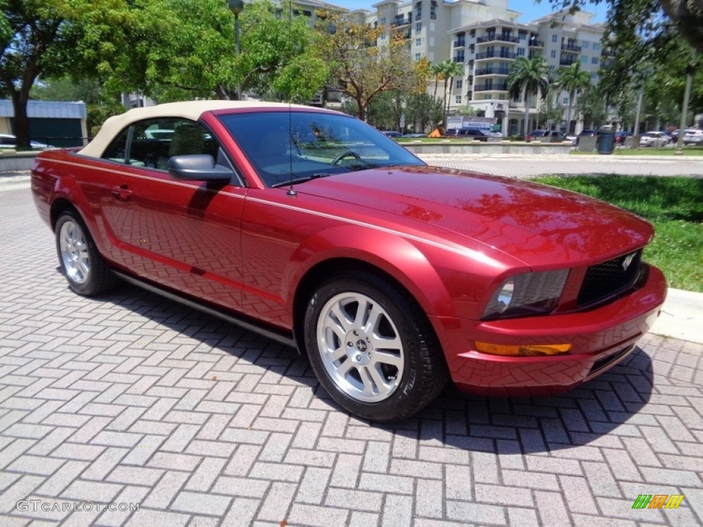 2007 Mustang V6 Premium Convertible - Redfire Metallic / Medium Parchment photo #44