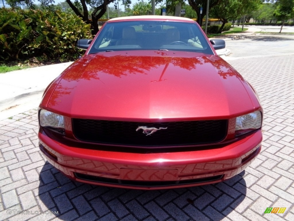 2007 Mustang V6 Premium Convertible - Redfire Metallic / Medium Parchment photo #45