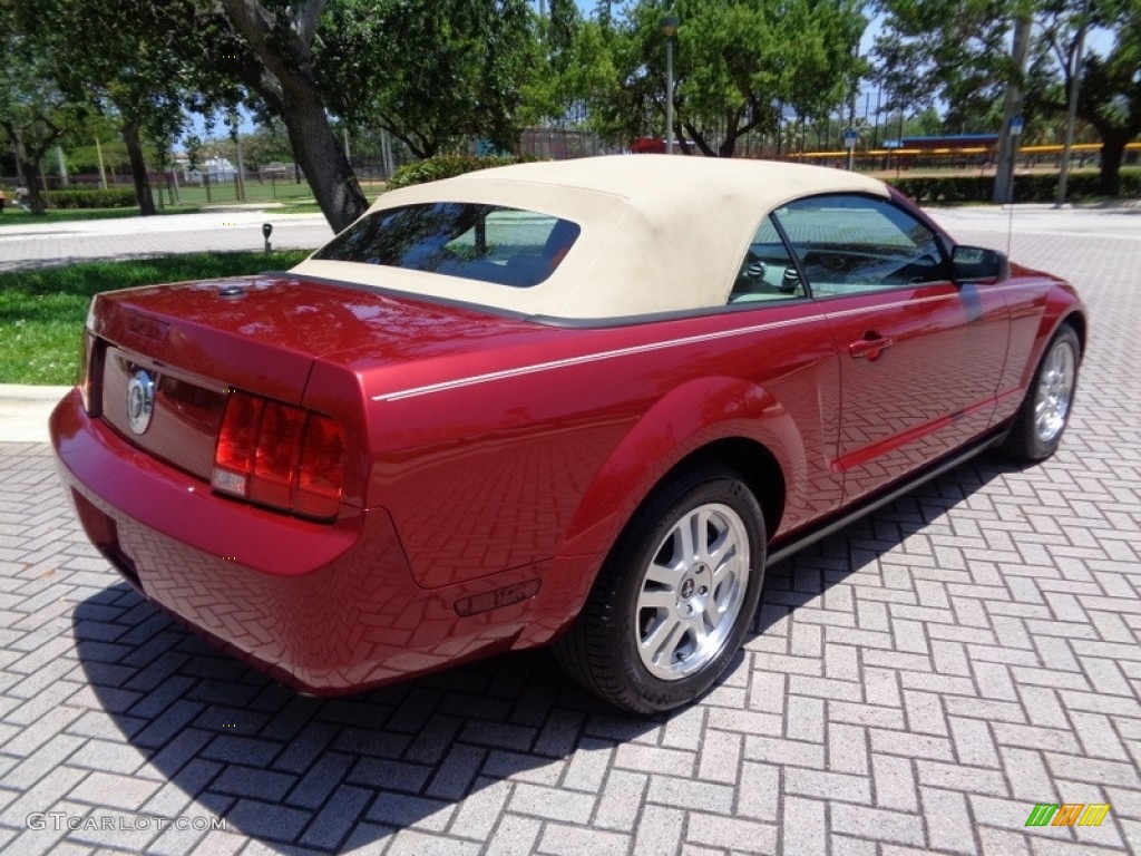 2007 Mustang V6 Premium Convertible - Redfire Metallic / Medium Parchment photo #62