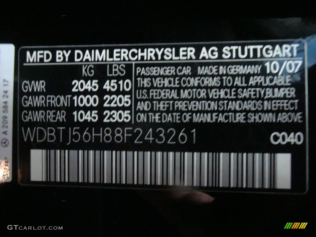 2008 CLK Color Code 040 for Black Photo #12073677