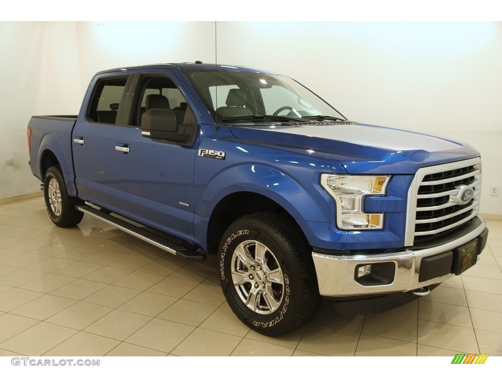 2015 F150 XLT SuperCrew 4x4 - Blue Flame Metallic / Medium Earth Gray photo #1