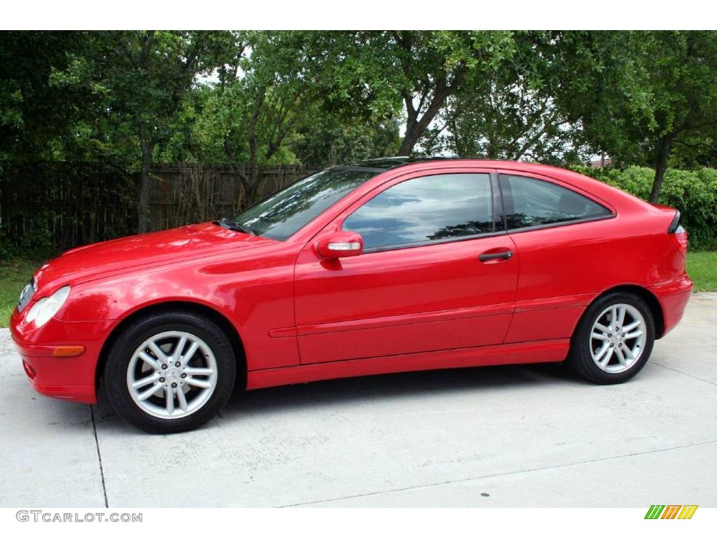 2002 C 230 Kompressor Coupe - Magma Red / Charcoal photo #2