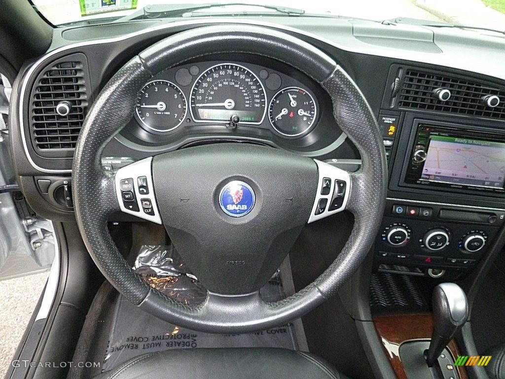 2009 Saab 9-3 2.0T Convertible Black Steering Wheel Photo #120743954