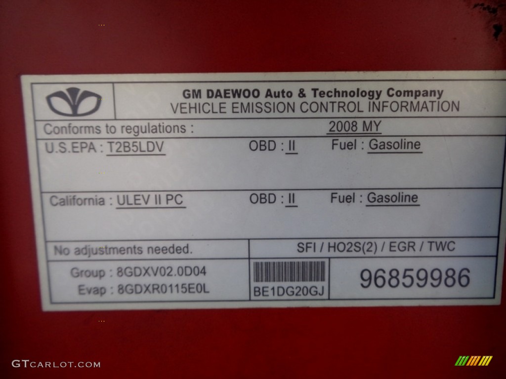 2008 Forenza  - Fusion Red Metallic / Grey photo #71
