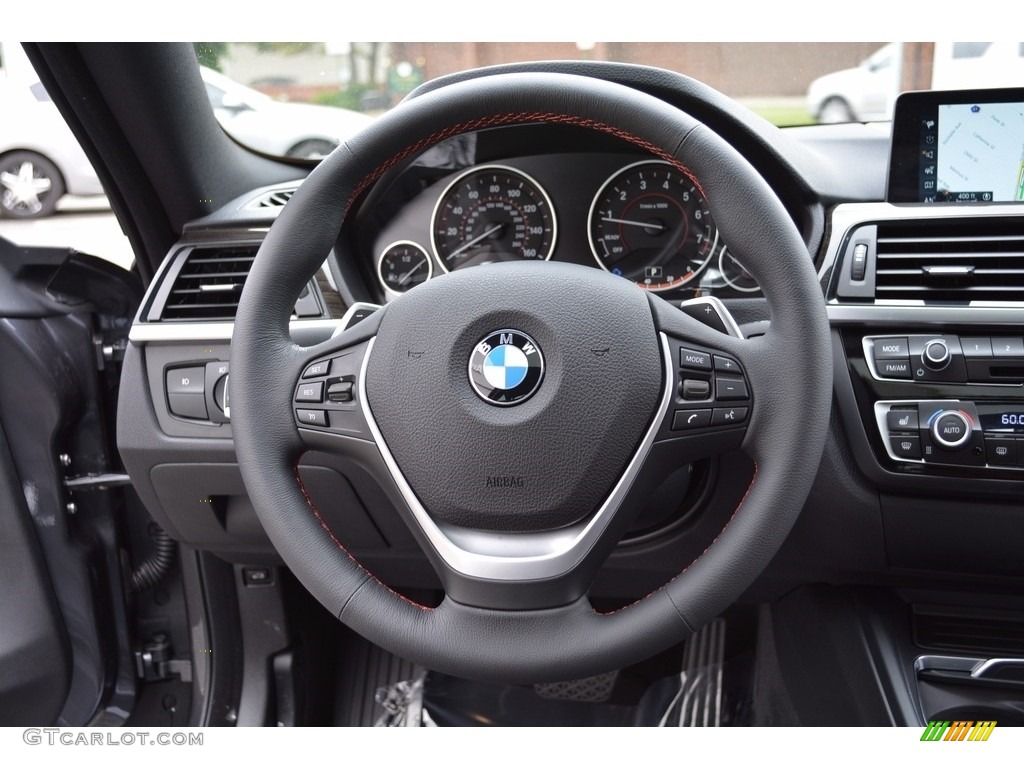 2017 BMW 4 Series 430i xDrive Coupe Black Steering Wheel Photo #120759352