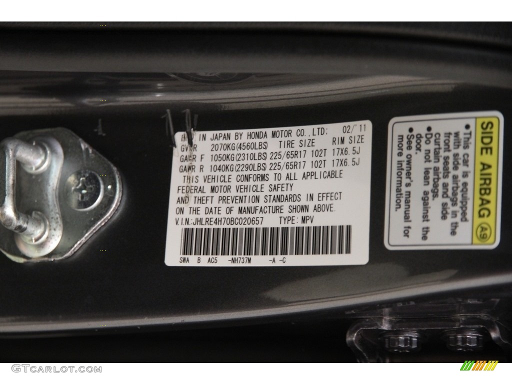 2011 CR-V EX-L 4WD - Polished Metal Metallic / Black photo #14