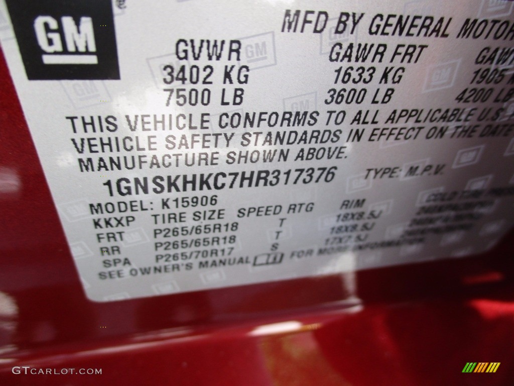 2017 Suburban LT 4WD - Siren Red Tintcoat / Jet Black photo #19