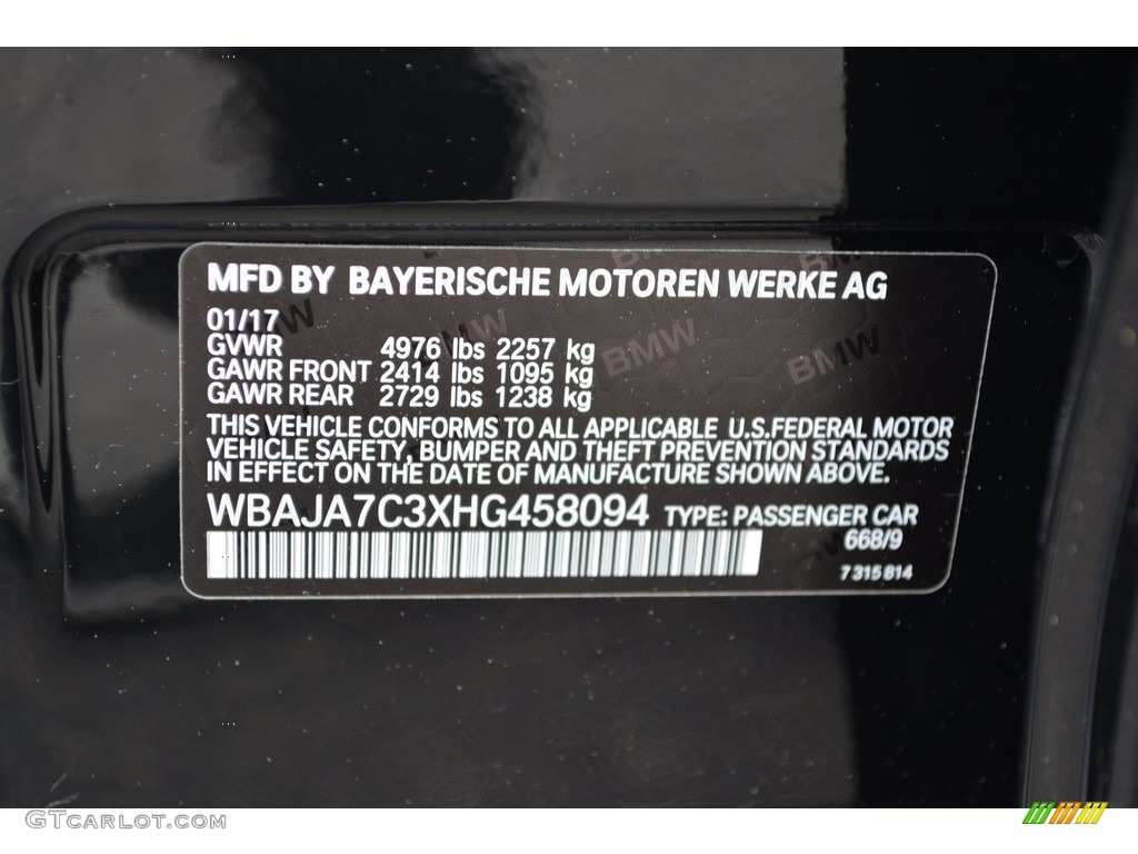 2017 5 Series 530i xDrive Sedan - Jet Black / Black photo #32