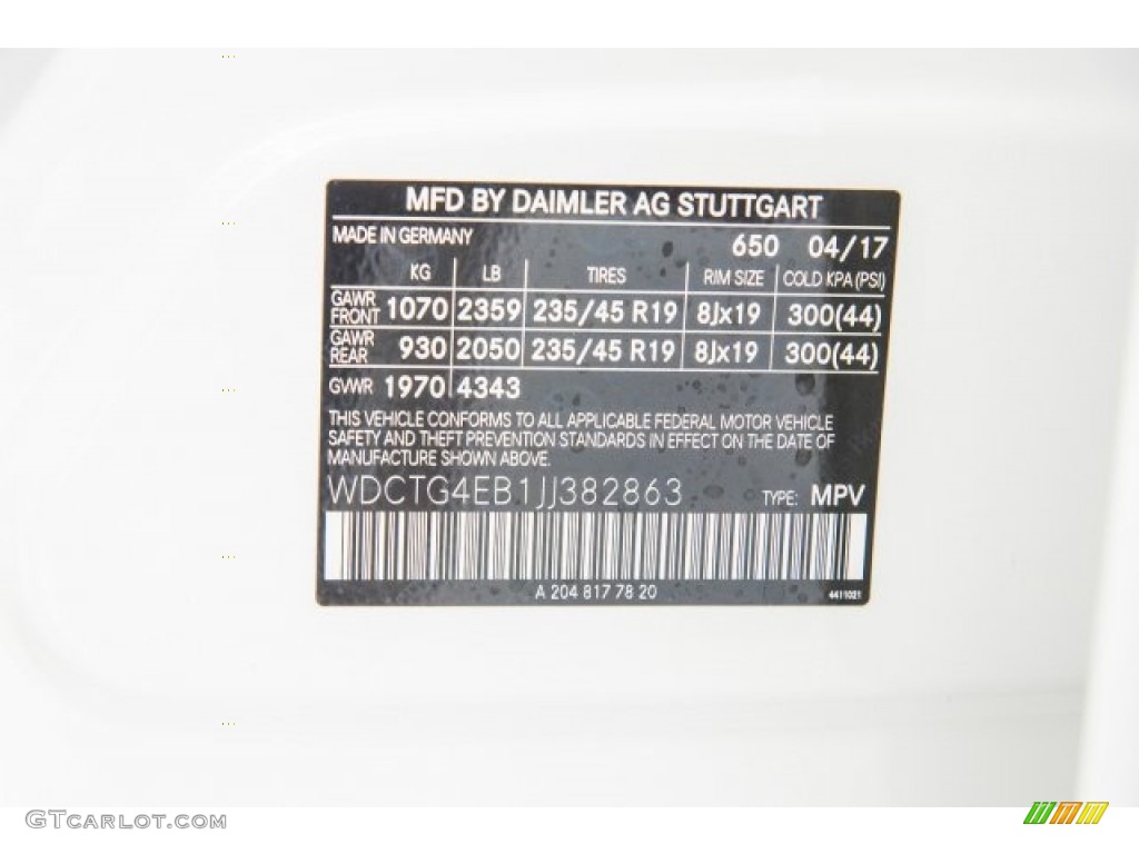 2018 GLA Color Code 650 for Cirrus White Photo #120787353