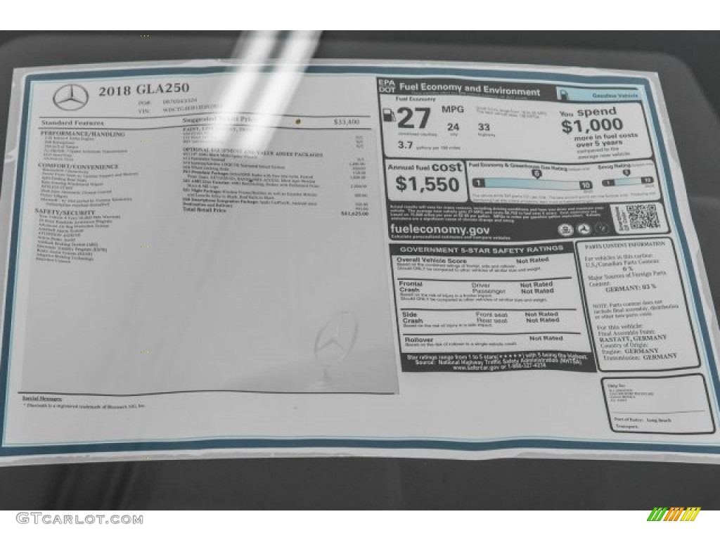 2018 Mercedes-Benz GLA 250 Window Sticker Photo #120787368