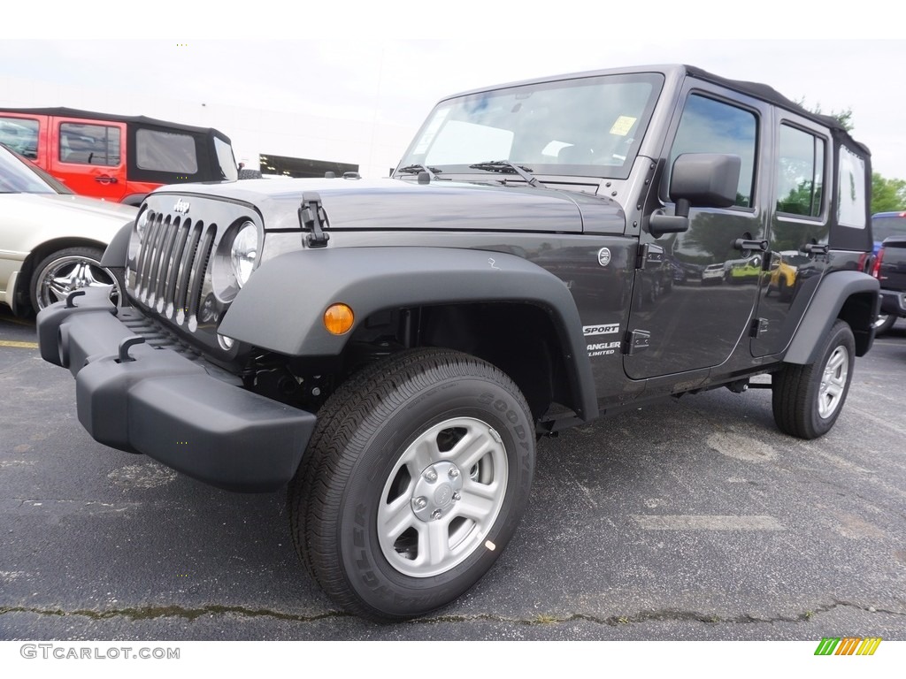 2017 Wrangler Unlimited Sport 4x4 - Granite Crystal Metallic / Black photo #1