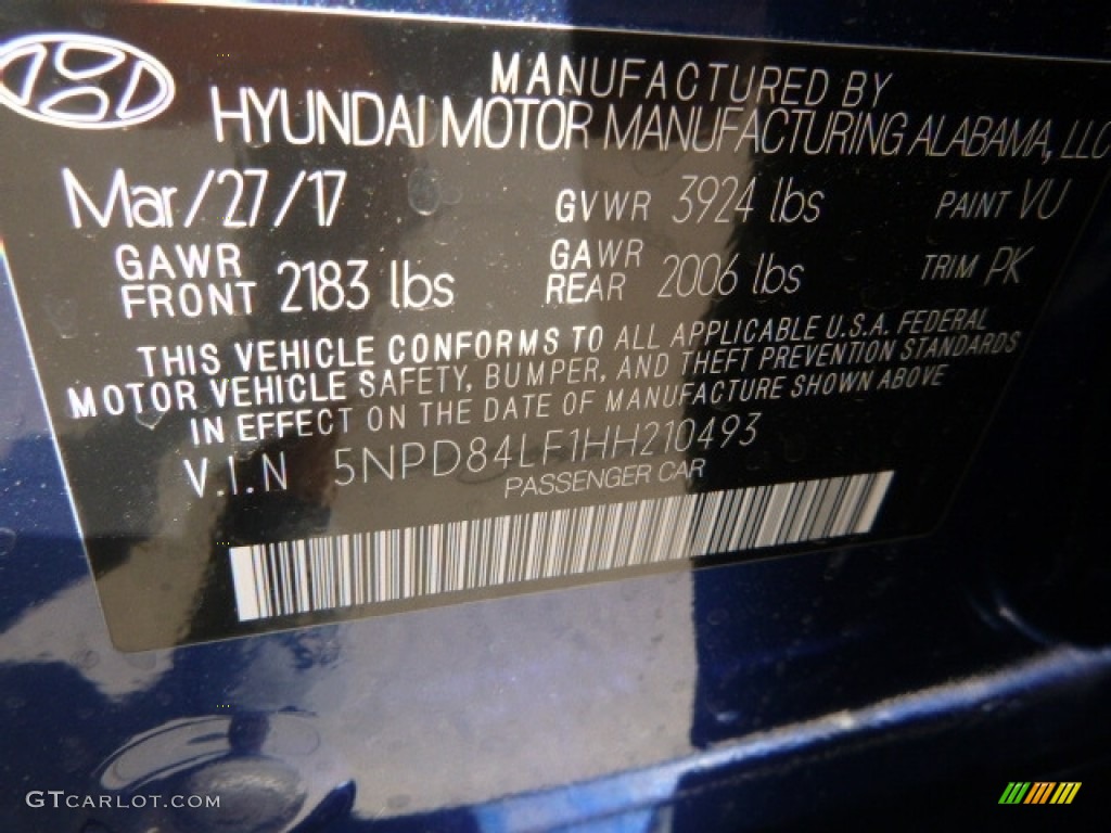 2017 Elantra SE - Lakeside Blue / Gray photo #12