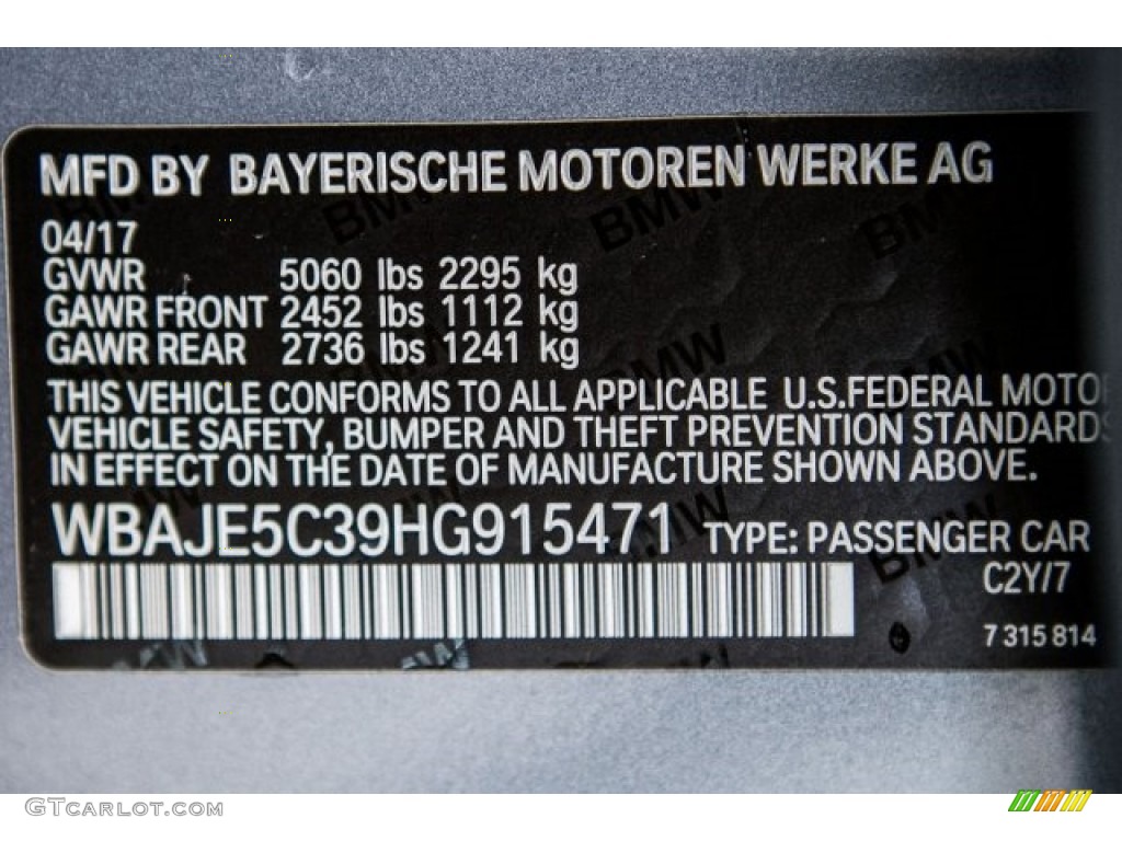2017 5 Series 540i Sedan - Bluestone Metallic / Mocha photo #11