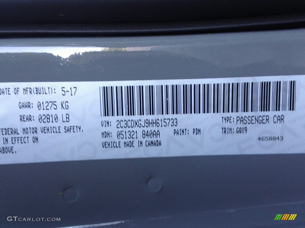 2017 Charger Color Code PDM for Destroyer Grey Photo #120811470